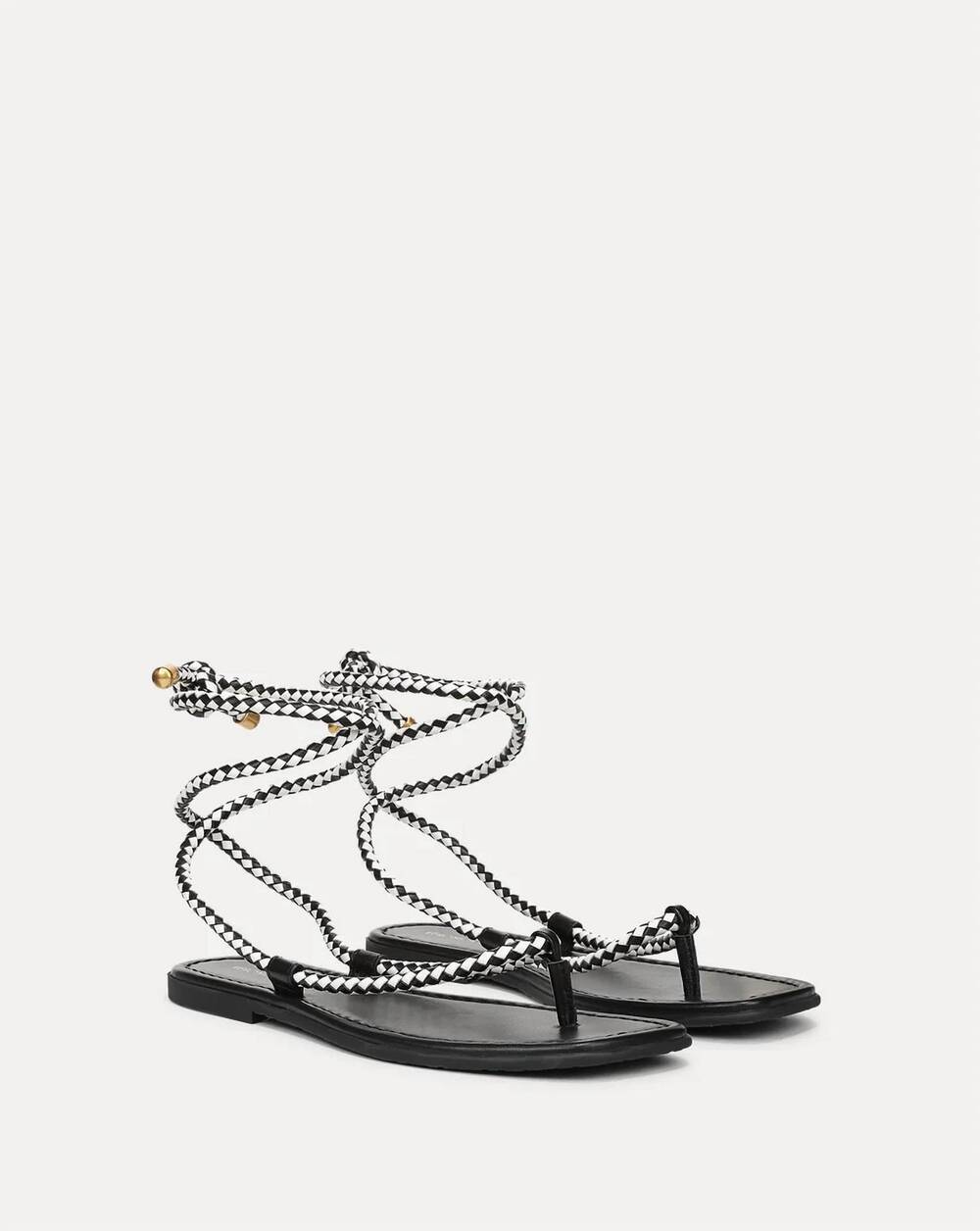 NEW VERONICA BEARD women's carmina cord wrap sandals in black coconut